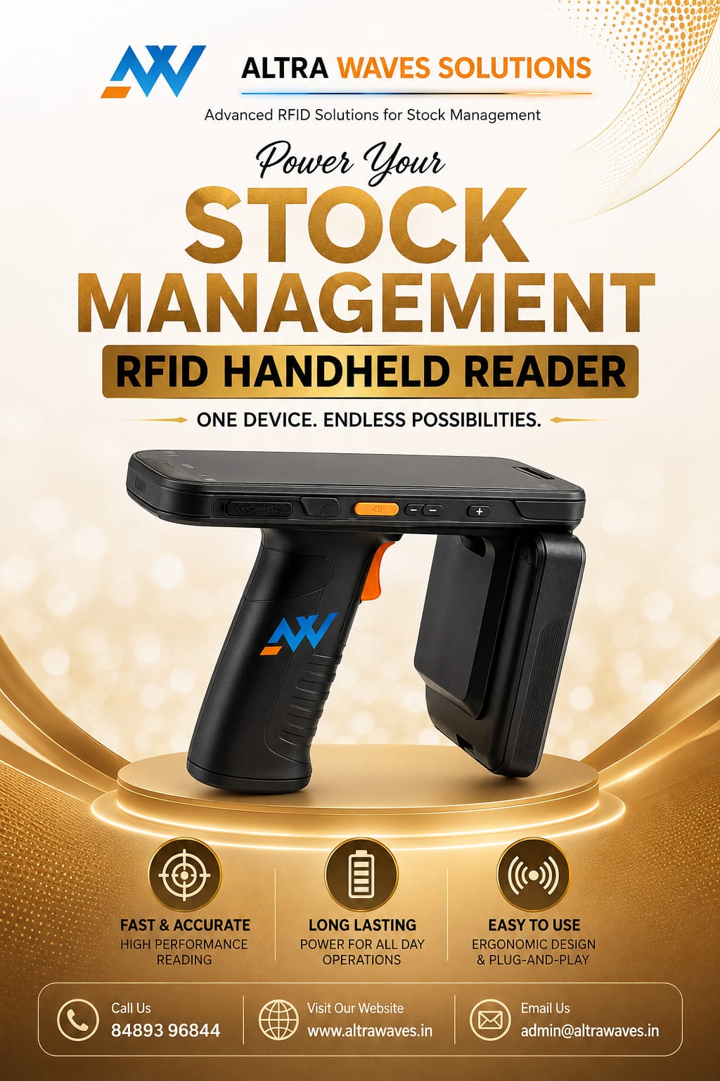 RFID handheld reader for stock management and inventory tracking